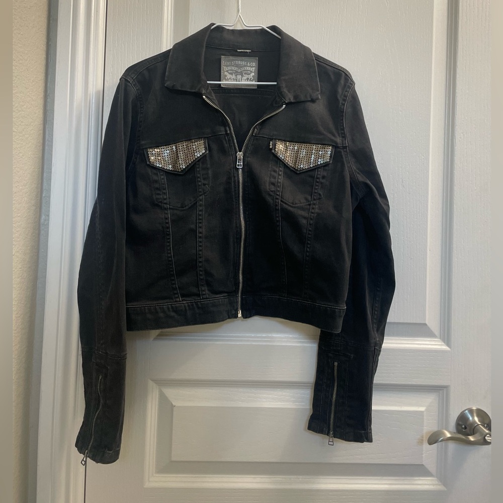 Levi Strauss Jean Jacket Black and Sequin